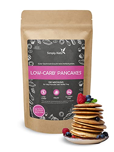 Simply Keto Lower Carb* Pancake Mix - Lower Carb* Backmischung ergibt 750g Teig für Pancakes, Waffeln oder Kaiserschmarrn - Nur 2% Netto-Kohlenhydrate - Kalorienarm & 100% Keto - Glutenfrei - 285g von Simply Keto