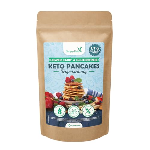 Simply Keto Lower Carb* Pancake Mix - Lower Carb* Backmischung ergibt 750g Teig für Pancakes, Waffeln oder Kaiserschmarrn - Nur 2% Netto-Kohlenhydrate - Kalorienarm & 100% Keto - Glutenfrei - 285g von Simply Keto