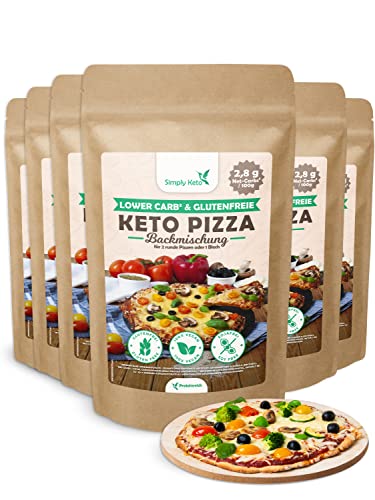 Simply Keto Lower Carb* & Keto Pizza Backmischung - Für 12x Pizza oder 6x Pizzablech - Nur 2,8g Kohlenhydrate pro 100g - Vegan Protein - Glutenfrei & Kalorienarm - 6x 290g von Simply Keto