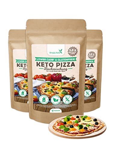 Simply Keto Lower Carb* & Keto Pizza Backmischung - Für 6x Pizza oder 3x Pizzablech - Nur 2,8g Kohlenhydrate pro 100g - Vegan Protein - Glutenfrei & Kalorienarm - 3x 290g von Simply Keto