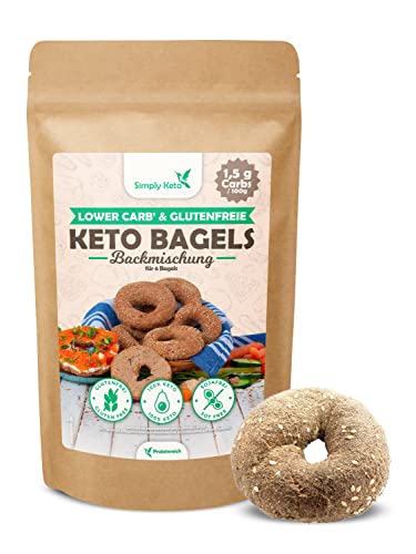 Simply Keto Lower Carb* Bagel Backmischung - Keto Backmix für 6 Bagels - Einfache & schnelle Zubereitung - Perfekt für Lower Carb* & ketogene Ernährung - Laktose- & Glutenfrei - 335g von Simply Keto
