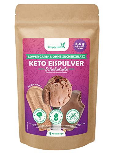 Simply Keto Lower-Carb* Schoko Eis Mix - Cremiges Eis ohne Zuckerzusatz mit nur 2,6 g Netto-Kohlenhydrate - ohne Maltit - Glutenfrei, sojafrei & ketogen - für 10 Portionen (100 g) von Simply Keto