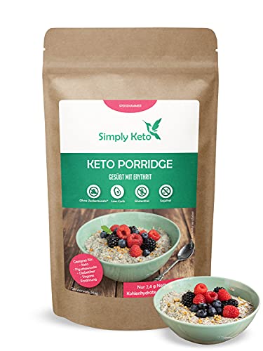 Simply Keto Porridge ohne Zucker - 95% weniger Kohlenhydrate - Ohne Haferflocken - Geeignet für Lower Carb* Frühstück & Ketogene Ernährung - Paleo, Vegan & Glutenfrei - (980g) von Simply Keto