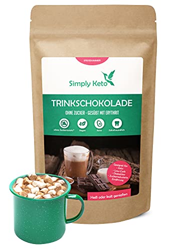 Simply Keto Trinkschokolade ohne Zuckerzusatz (Classic) 180g - Ideal für Iced oder Hot Chocolate - Kakaopulver mit 42% Kakao - Gesüßt mit Erythrit-Stevia - Unter 1g Netto-Kohlenhydrate pro Portion von Simply Keto