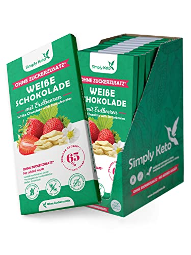 Simply Keto | Zuckerreduzierte Erdbeer Weiße Lower Carb* Schokolade mit Erdbeer-Stückchen - ohne Zuckerzusatz - Gesüßt mit Erythrit –65% weniger Zucker - Glutenfrei & sojafrei -ohne Maltit 12 x 125g Simply Keto | Zuckerreduzierte Erdbeer Weiße Lower Carb* Schokolade mit Erdbeer-Stückchen - ohne Zuckerzusatz - Gesüßt mit Erythrit –65% weniger Zucker - Glutenfrei & sojafrei -ohne Maltit 12 x 125g von Simply Keto