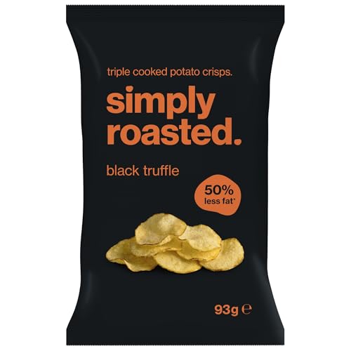 Simply Roasted - Schwarze Trüffelchips Share Box mit 12 x 93 g Beuteln, 50% weniger Fett, wenig Salz, dreifach gekochte britische Kartoffel Simply Roasted - Schwarze Trüffelchips Share Box mit 12 x 93 g Beuteln, 50% weniger Fett, wenig Salz, dreifach gekochte britische Kartoffel von Simply Roasted