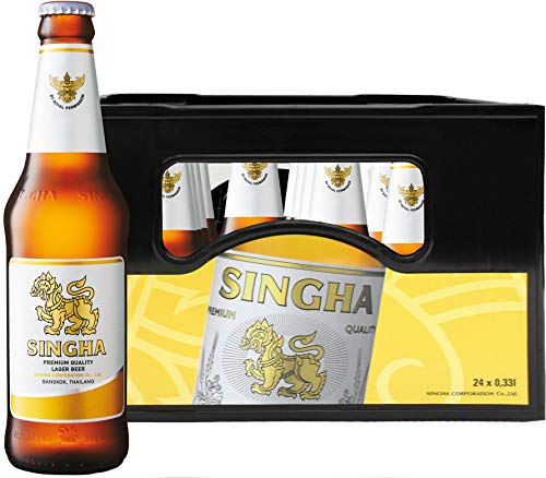 Singha Orginal thailändisches Bier, 5% Vol. (11 Grad Plato) Pils in der Flasche, Mehrweg (24 x 0,33 l) von SINGHA