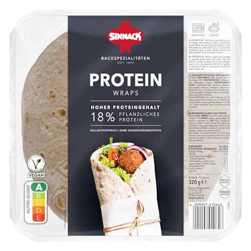 12x 320g Sinnack Protein-Wraps 20cm 8 Stück Tortillas (Eiweiß) von Sinnack