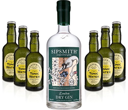 Gin Tonic Set - Sipsmith London Dry Gin 0,7l 700ml (41,6% Vol) + 6x Fentimans Tonic Water 200ml inkl. Pfand MEHRWEG -[Enthält Sulfite] von Sipsmith-Sipsmith