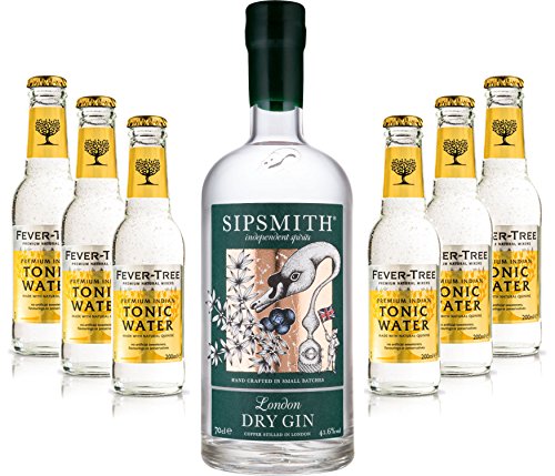 Gin Tonic Set - Sipsmith London Dry Gin 0,7l 700ml (41,6% Vol) + 6x Fever Tree Tonic Water 200ml inkl. Pfand MEHRWEG -[Enthält Sulfite] von Sipsmith-Sipsmith