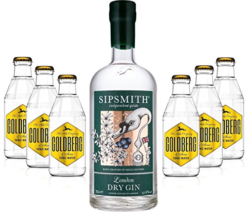 Gin Tonic Set - Sipsmith London Dry Gin 0,7l 700ml (41,6% Vol) + 6x Goldberg Tonic Water 200ml inkl. Pfand MEHRWEG -[Enthält Sulfite] von Sipsmith-Sipsmith
