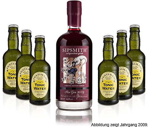 Gin Tonic Set - Sipsmith Sloe Gin (Jahrgang 2015) 0,5l (29% Vol) + 6x Fentimans Tonic Water 200ml inkl. Pfand MEHRWEG -[Enthält Sulfite] von Sipsmith-Sipsmith