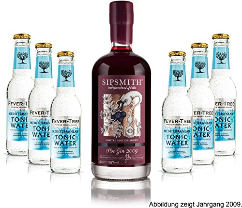 Gin Tonic Set - Sipsmith Sloe Gin (Jahrgang 2015) 0,5l (29% Vol) + 6x Fever Tree Mediterranean Tonic Water 200ml inkl. Pfand MEHRWEG -[Enthält Sulfite] von Sipsmith-Sipsmith
