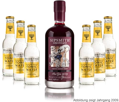 Gin Tonic Set - Sipsmith Sloe Gin (Jahrgang 2015) 0,5l (29% Vol) + 6x Fever Tree Tonic Water 200ml inkl. Pfand MEHRWEG -[Enthält Sulfite] von Sipsmith-Sipsmith