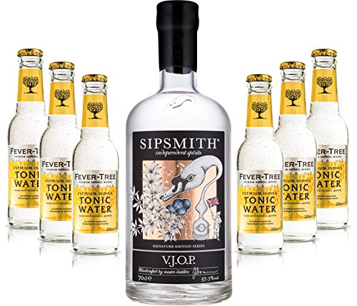 Gin Tonic Set - Sipsmith V.J.O.P. Gin 0,7l 700ml (57,5% Vol) + 6x Fever Tree Tonic Water 200ml inkl. Pfand MEHRWEG -[Enthält Sulfite] von Sipsmith-Sipsmith
