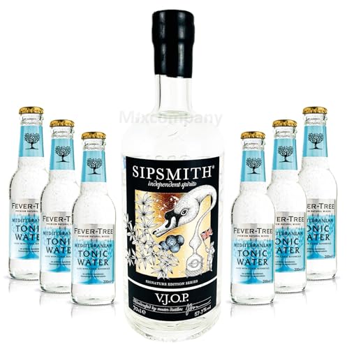 Sipsmith V.J.O.P. Gin 0,7l (57,7% Vol)+ 6x Fever-Tree Mediterranean Tonic Water 0,2 MEHRWEG Bar Longdrink Cocktail Sammlung Gin Tonic inkl. PFAND- [Enthält Sulfite] von Sipsmith-Sipsmith