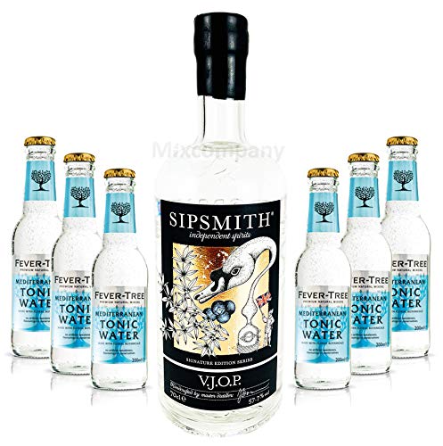 Sipsmith V.J.O.P. Gin 0,7l (57,7% Vol)+ 6x Fever-Tree Mediterranean Tonic Water 0,2 MEHRWEG Bar Longdrink Cocktail Sammlung Gin Tonic inkl. PFAND- [Enthält Sulfite] von Sipsmith-Sipsmith