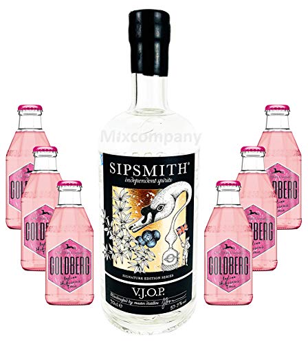 Sipsmith V.J.O.P. Gin 0,7l (57,7% Vol) + 6x Goldberg Indian Hibiscus Tonic 0,2L MEHRWEG Bar Longdrink Cocktail Sammlung Gin Tonic inkl. PFAND- [Enthält Sulfite] von Sipsmith-Sipsmith