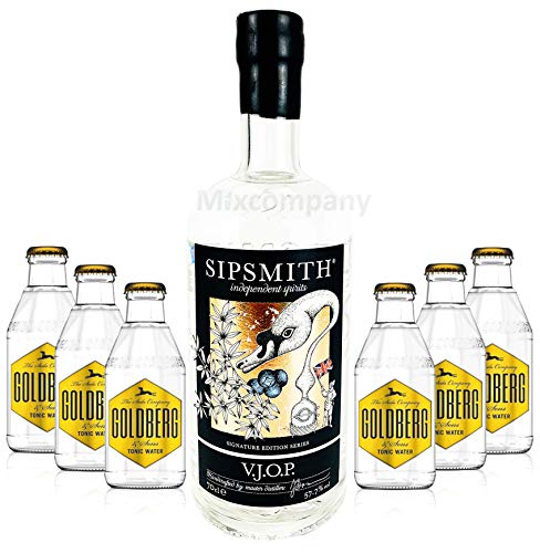 Sipsmith V.J.O.P. Gin 0,7l (57,7% Vol) + 6x Goldberg Tonic Water 0,2l MEHRWEG Bar Longdrink Cocktail Sammlung Gin Tonic inkl. PFAND- [Enthält Sulfite] von Sipsmith-Sipsmith