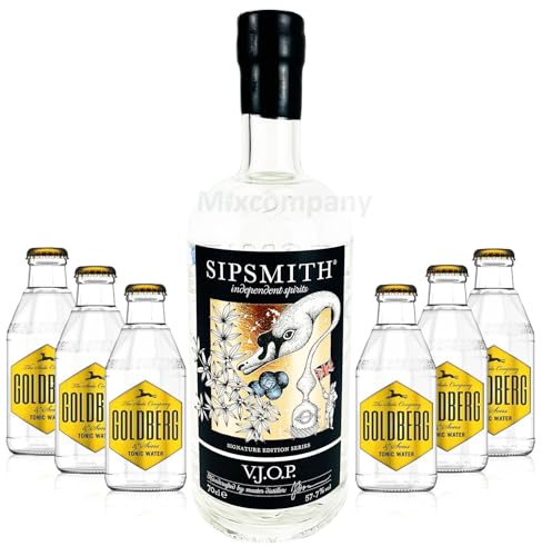 Sipsmith V.J.O.P. Gin 0,7l (57,7% Vol) + 6x Goldberg Tonic Water 0,2l MEHRWEG Bar Longdrink Cocktail Sammlung Gin Tonic inkl. PFAND- [Enthält Sulfite] von Sipsmith-Sipsmith