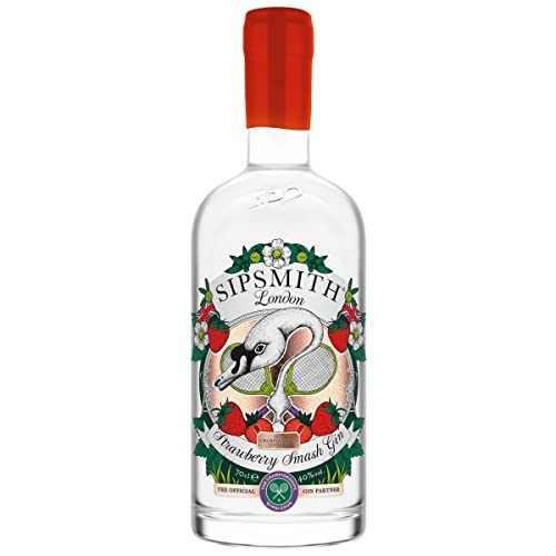 Sipsmith Strawberry Smash Gin I Wimbledon Championship Edition 2022 I Frische Erdbeernoten, kombiniert mit leichtem Zitrus- und Minzgeschmack I 40% Vol | 700ml Einzelflasche | von Sipsmith