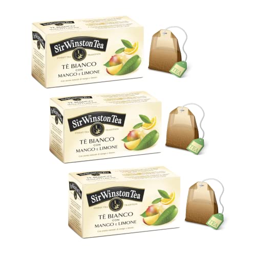 DEU | Sir Winston Tea® | Weißer Mango-Zitronen-Tee - 60 Teefilter | Frischer, zarter Weißer Tee von Sir Winston Tea
