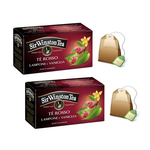 Sir Winston Tea® | Roter Tee Himbeere Vanille | Pu-Erh-Tee mit Vanille- und Himbeergeschmack – 2 x 20 Beutel (60 g) | Pu Erh süß fruchtig von Sir Winston Tea