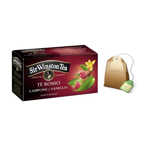 Sir Winston Tea® | Roter Tee Himbeere Vanille | Pu-Erh-Tee mit Vanille- und Himbeergeschmack – 20 Beutel (30 g) | Pu Erh süß fruchtig von Sir Winston Tea