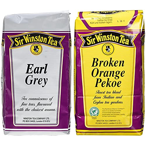 Sir Winston Earl Grey Schwarztee 500g, 1er Pack (1 x 500 g Packung) & Broken-Orange-Pekoe Schwarztee, 1er Pack (1 x 500 g Packung) von Sir Winston