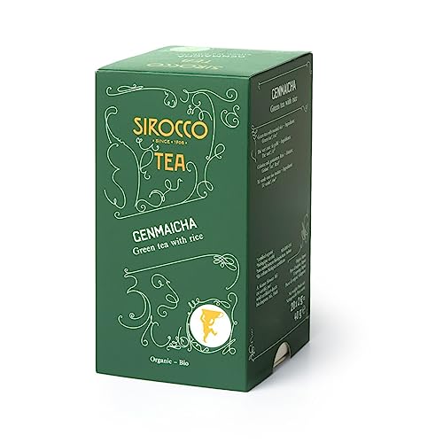 Sirocco Bio Tee Genmaicha | Organic Grüntee | Mit geröstetem Reis | Aromatisch mit leicht nussiger Note | Stoffteebeutel | 20 x 2 g von Sirocco