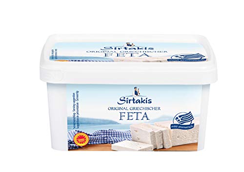 Sirtakis Feta Schafskäse - 10x 400g Behälter - Schafkäse Fetakäse griechischer Feta Schaf Käse Salzlake im Plastikbehälter Griechenland 43% Fett i.Tr. mikrobielles Lab vegetarisch glutenfrei Halal von Sirtakis