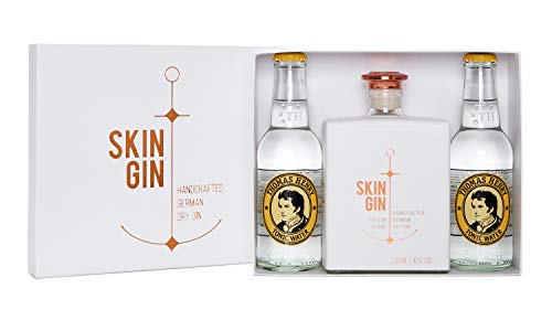 Skin Gin | Handcrafted German Gin | Geschenkbox Gin + Thomas Henry Tonic Water | Manufaktur Gin aus dem Alten Land | Koriander-Grapefruit-Limetten | 42% 900ML von Skin Gin
