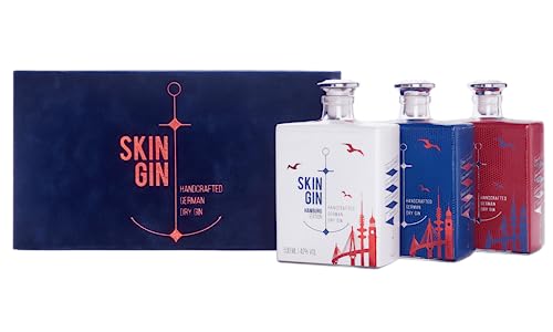 Skin Gin | Handcrafted German Gin | Hamburg Edition Geschenk | Manufaktur Gin aus dem Alten Land | Koriander-Grapefruit-Limetten | 42% 1500ML von Skin Gin