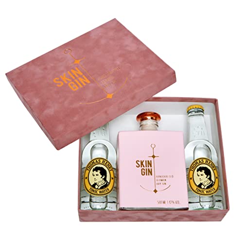 Skin Gin | Handcrafted German Gin | Pink Lady Velvet Box | Manufaktur Gin aus dem Alten Land | Koriander-Grapefruit-Limetten | 42% 500ML von Skin Gin