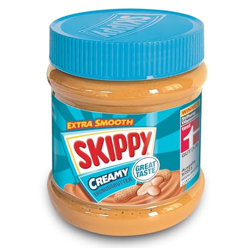 SKIPPY 340g Erdnussbutter "Creamy" | Peanutbutter Ohne Palmöl | Extra Smooth und aus 91 % Erdnüssen | ohne Stückchen | Leckere Erdnussbutter mit vollem und cremigen Geschmack von SKIPPY