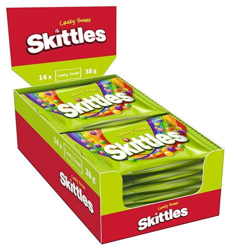 Skittles Süßigkeiten | Crazy Sours | American Football Snacks | Kaubonbons mit Orange, Limette, Zitrone und weiteren Aromen | Vegan | 14 x 38 g | 0,53 kg von Skittles