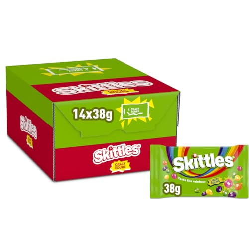Skittles Crazy Sours, Fruchtbonbons Großpackung 14 x 38, Saure Kaubonbons mit Fruchtgeschmack, Vegane Snacks (532g) Skittles Crazy Sours, Fruchtbonbons Großpackung 14 x 38, Saure Kaubonbons mit Fruchtgeschmack, Vegane Snacks (532g) von Skittles