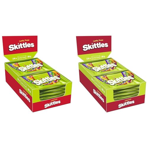 Skittles Süßigkeiten | Crazy Sours | American Football Snacks | Kaubonbons mit Orange, Limette, Zitrone und weiteren Aromen | Vegan | 14 x 38 g | 0,53 kg (Packung mit 2) von Skittles