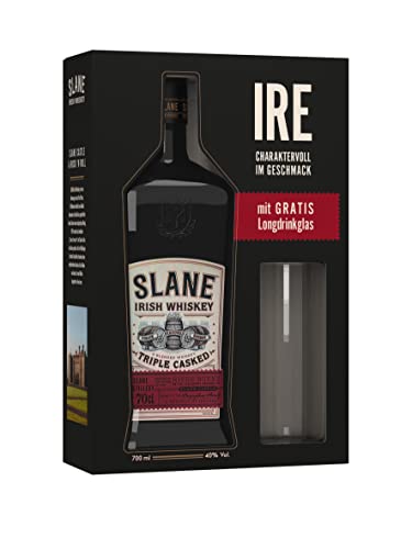 SLANE Irish Whiskey - vollmundig mit Karamell und einem Hauch von Chili - Geschenkset inklusive gratis Longdrinkglas- 0.7L/40% Vol. von Slane