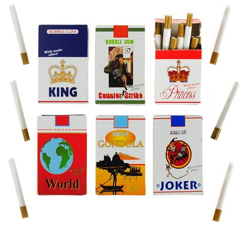 Śląskie Oblaty Kaugummi Zigarette 6 Packungen - Fake Zigaretten Schachteln mit Raucheffekt - Einzigartige Designs - Nostalgie Süßigkeiten oder Prank Artikel mit Fruchtgeschmack von Śląskie Oblaty
