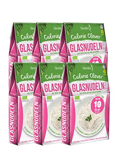 6 x Slendier Bio Konjak Nudeln | Glasnudel-Style | Kalorienarm | Shirataki | Quelle für Ballaststoffe | Glutenfrei | 6 x 250 g von Slendier