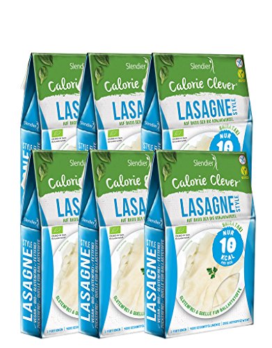 6 x Slendier Bio Konjak Nudeln | Lasagne-Style | Kalorienarm | Shirataki | Quelle für Ballaststoffe | Glutenfrei | 6 x 250 g von Slendier