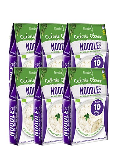 6 x Slendier Bio Konjak Nudeln | Noodle-Style | Kalorienarm | Shirataki | Quelle für Ballaststoffe | Glutenfrei | 6 x 250 g von Slendier