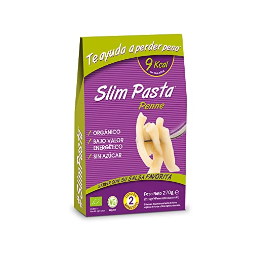 Slim Pasta - Konjac Pennes - 270 g - Keine Kalorien, keine Kohlenhydrate - Ideal für Keto und Low Carb Diäten - Für Veganer - Hergestellt mit gereinigtem Wasser, Haferfasern und Konjac-Mehl von Slim Pasta