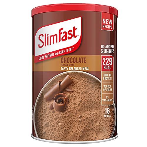 SlimFast Mahlzeitenersatz-Shake zur Gewichtsabnahme und ausgewogenen Ernährung, Vitamine und Mineralien, kalorienarm, proteinreich, Schokoladengeschmack, 16 Portionen, 600 g, Verpackung kann variieren SlimFast Mahlzeitenersatz-Shake zur Gewichtsabnahme und ausgewogenen Ernährung, Vitamine und Mineralien, kalorienarm, proteinreich, Schokoladengeschmack, 16 Portionen, 600 g, Verpackung kann variieren von SlimFast