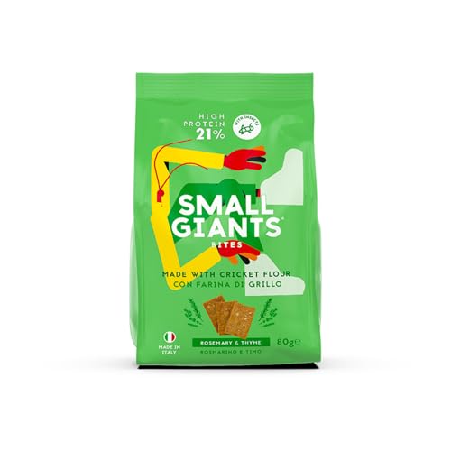 SMALL GIANTS®| Protein Chips, Gesunde Snacks mit Grillenmehl - Protein Chips Low Carb mit Rosemary & Thyme-Geschmack. High Protein Snacks mit Vit. B12, Omega3, Kalorienarm Snacks, Ohne Zuckerzusatz von Small Giants