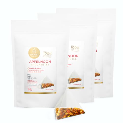 Apfelnoon Tee Bundle 21 x 2g – Früchtetee im Pyramidenbeutel – Rückstandskontrolliert & zertifiziert – 100% Natur, ohne Zuckerzusatz & künstliche Aromen - Smart Fasting von Smart Fasting