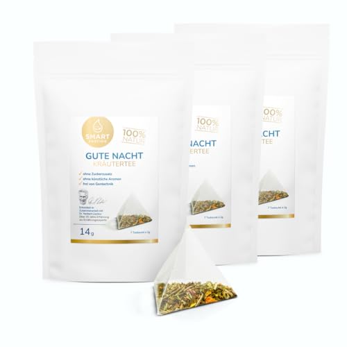 Gute Nacht Tee Bundle 21 x 2g – Kräutertee im Pyramidenbeutel – Rückstandskontrolliert & zertifiziert – 100% Natur, ohne Zuckerzusatz & künstliche Aromen - Smart Fasting von Smart Fasting