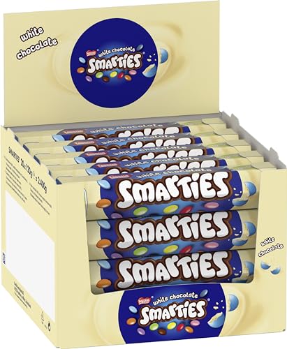 Smarties Nestlé SMARTIES White Chocolate Riesenrolle, bunte Schokolinsen, ideal für Kindergeburtstage, Farben aus der Natur, Hexagonrolle, 20er Pack (20x120g) von Smarties
