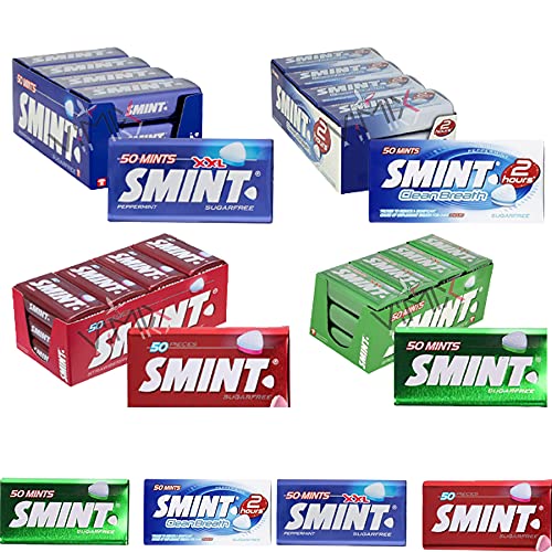 Smint Mints zuckerfrei | 2 Stunden sauberer Atem Pfefferminz, Erdbeerzuckerfreie Süßigkeiten, Minzbonbons, Zucker-Minze, XXL, 35 g – wählen Sie jeden Geschmack und jede Menge Artikel von Smint Mints